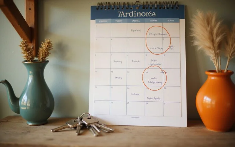 Calendar marked with listing, offer and closing dates