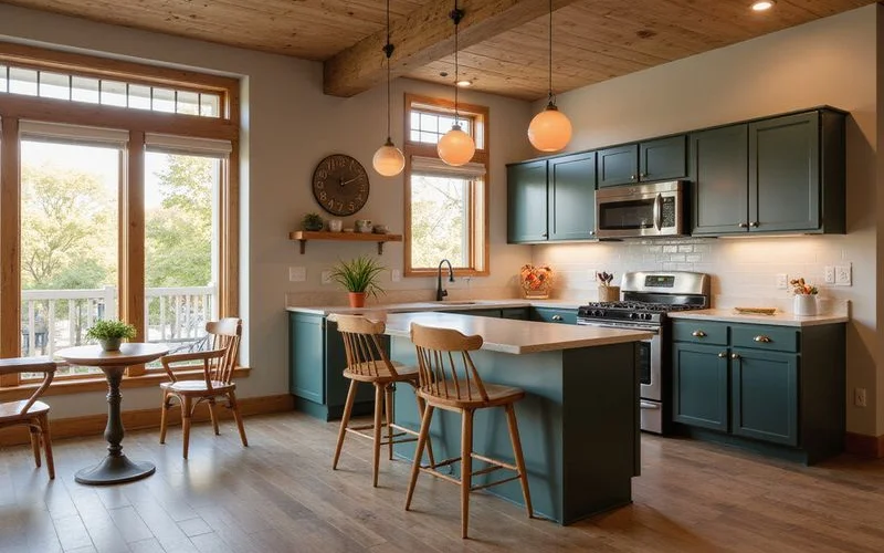 Clean shared kitchen in a student rental home, natural light