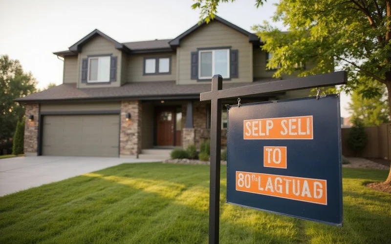 For-sale sign with a price-reduced rider in front of a North Mankato split-level home