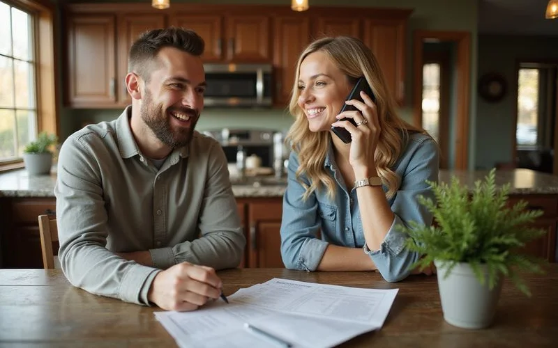 Homeowner calling the mortgage lender with a payoff statement in hand