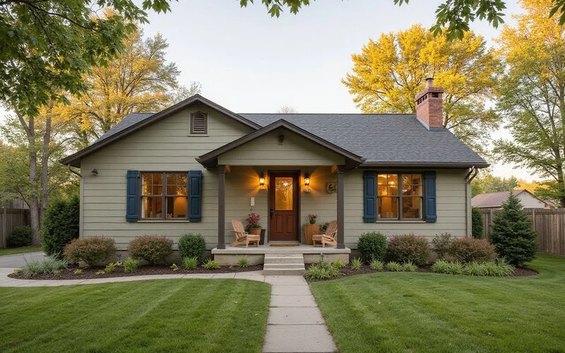 Modest ranch house in Mankato with a well-kept yard in late afternoon sun