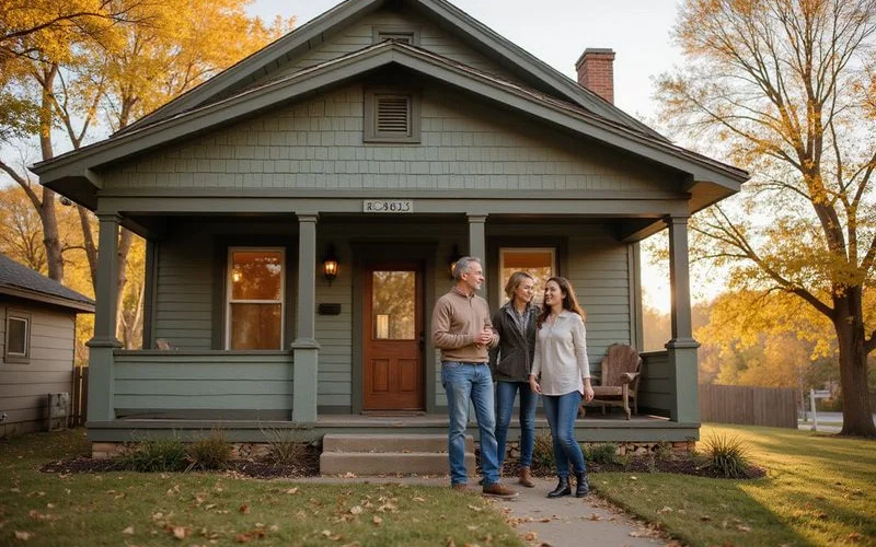 Parents and their college student touring a house near campus