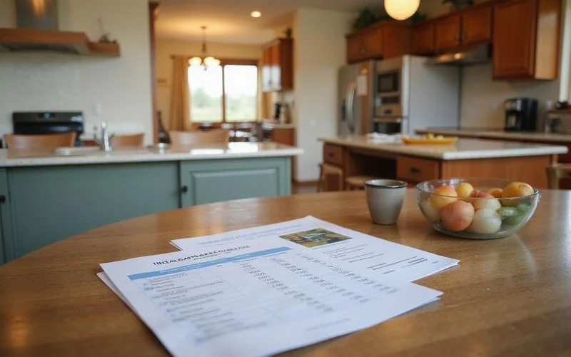 Printed comparative market analysis with comparable sales and a suggested price range on a Mankato kitchen table