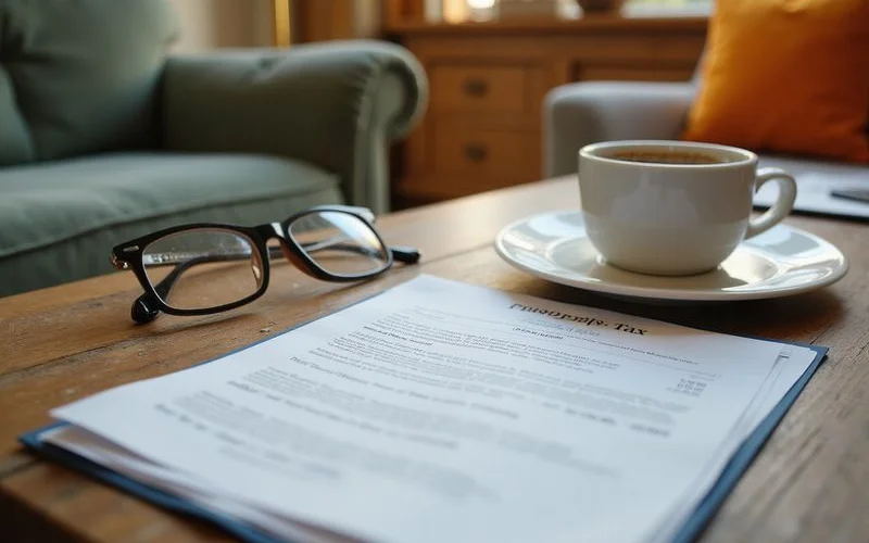 Property tax statement and valuation notice on a desk