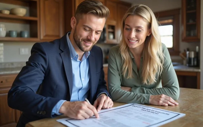 Seller and realtor reviewing a completed disclosure checklist