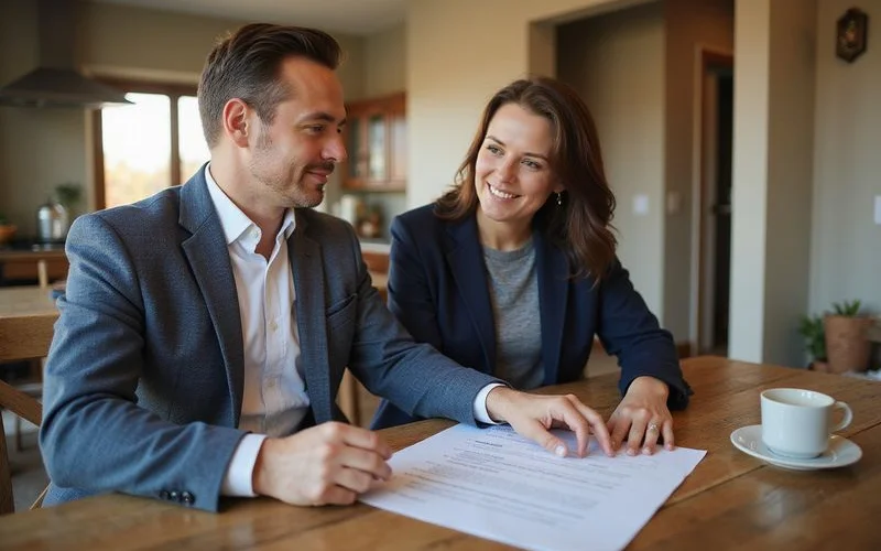 Seller and agent reviewing written listing agreement terms