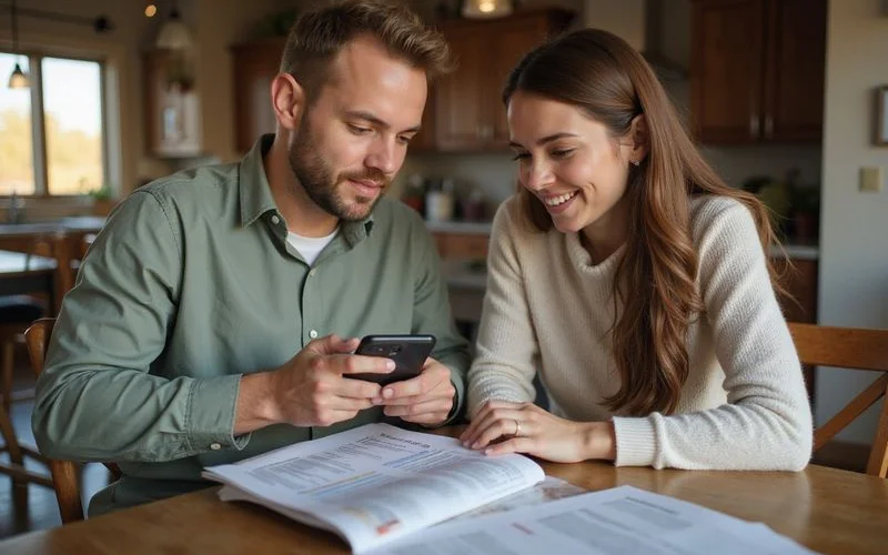 Seller reviewing an instant offer on a phone next to an inspection report