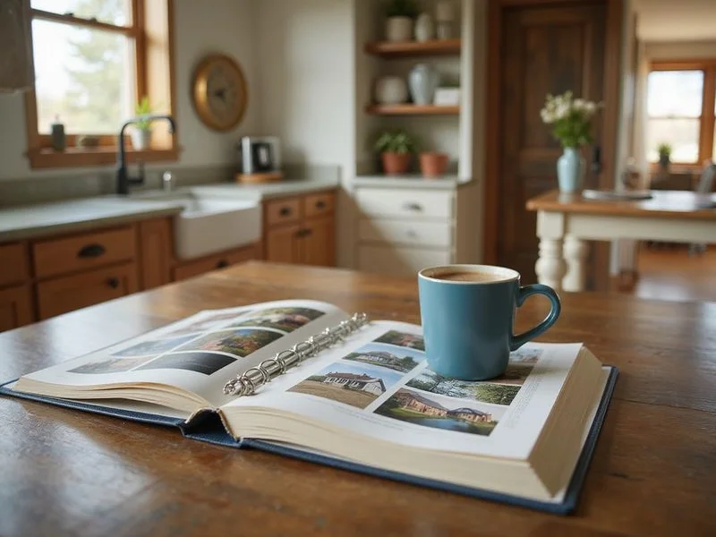 Home selling guides and notes on a sunlit kitchen table