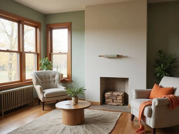 Fresh neutral paint going on a living room wall before listing