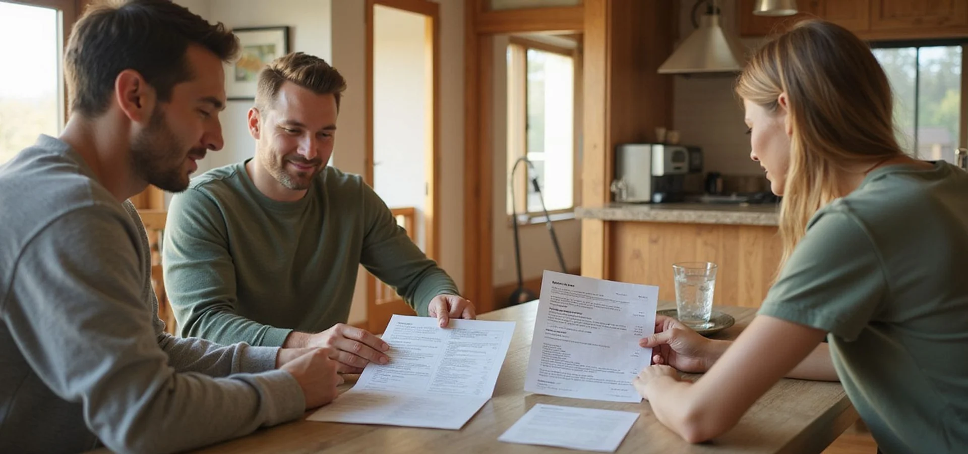 Mankato homeowner comparing a cash offer letter with a seller net sheet at the kitchen table