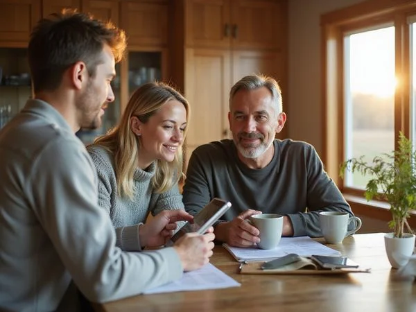 Homeowners reviewing their written home value report