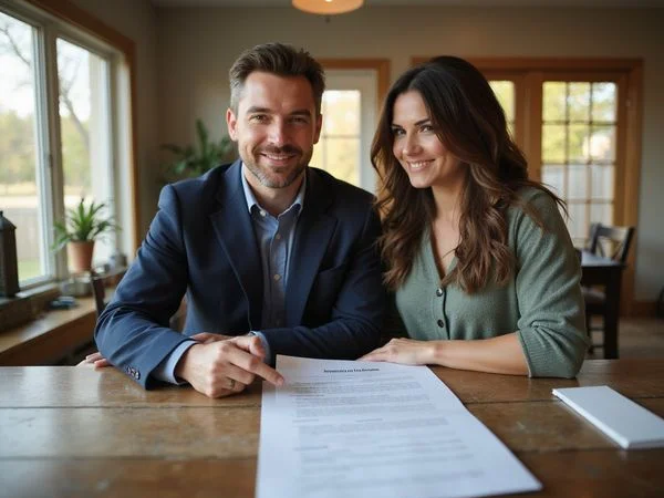Realtor reviewing contract terms in a cash purchase agreement