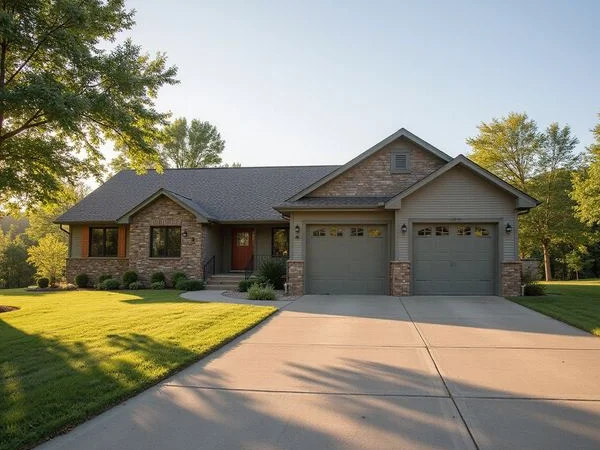 Attached two-car garage on a North Mankato rambler